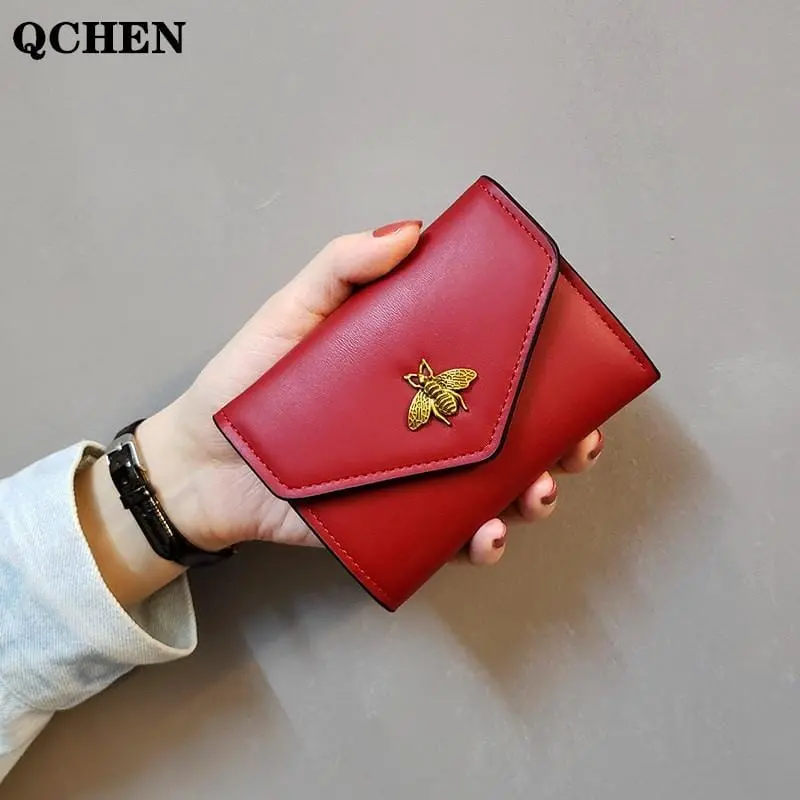 Women's Wallet Leather Small Bee Luxury Brand Famous Mini Wallets Solid Purses Short Female Coin Purse Credit Card Holder 688 1