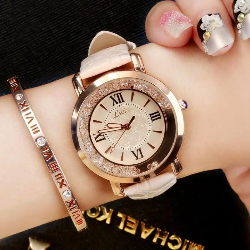 Women's Watch Luxury Roman Numeral Fashion Dress Watches Woman 2018 Leather Quartz Rhinestone Ladies Wristwatch Montres Femme 1