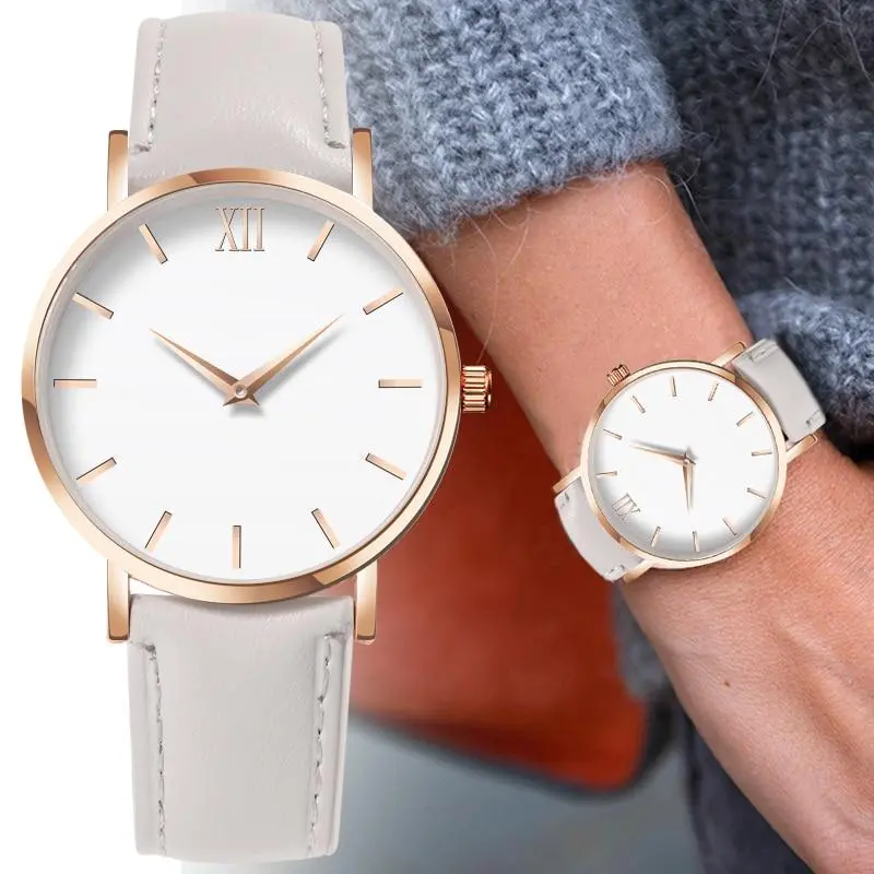 Zegarek Damski Moda Simples Mulheres Relógios Mulher Senhoras Casual Relógio De Quartzo Couro Feminino Relogio Feminino Montre Femme 1