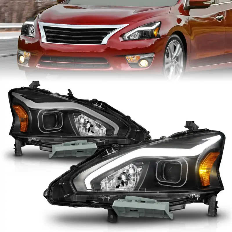Anzo Usa Projector Headlight Set – Black Housing With Integrated Light Bar 1