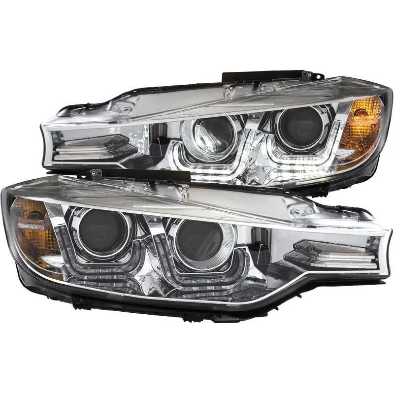 Anzo Usa Projector Headlights – Clear Lens, Chrome Housing, U-Bar Accent, Sold As Pair 1