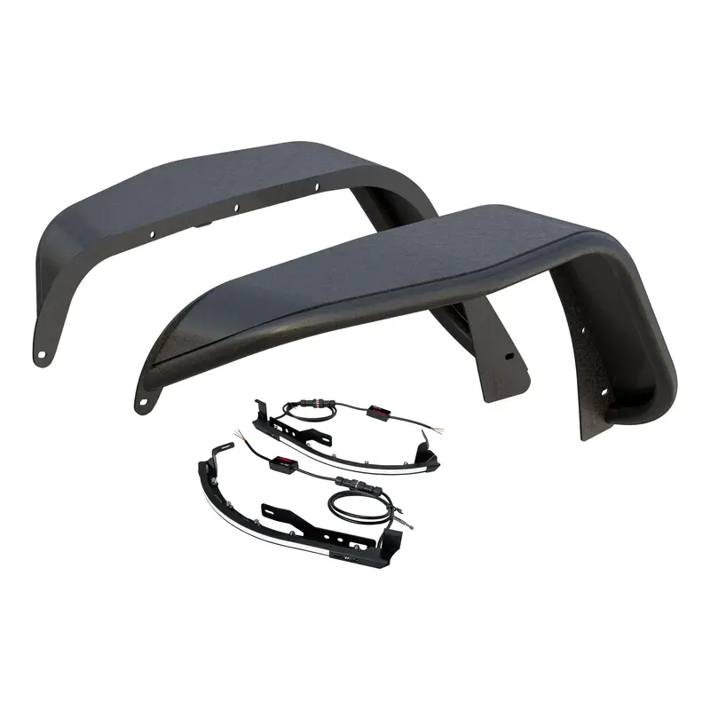 Aries Textured Black Aluminum Fender Flares With Integrated Led Lights – Jeep Wrangler Jk Front Fit (2500830) 1