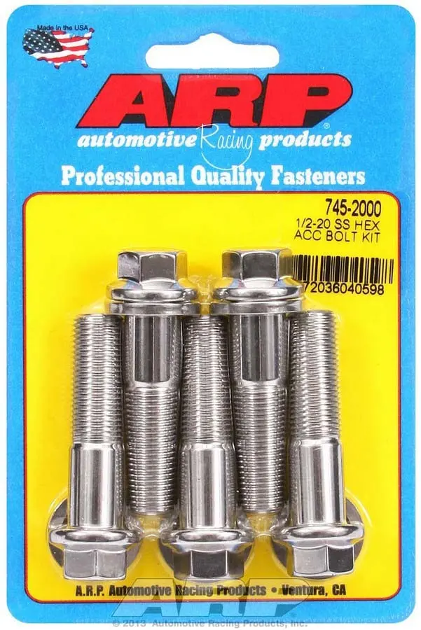Arp 745-2000 Stainless Steel Socket Head Bolt Kit (5-Pack, 1/2"-20 × 2") 1