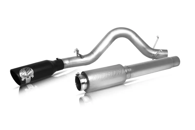 Gibson Patriot Skull Cat-Back Exhaust – Stainless Steel Single-Exit System, Model 76-0027 1