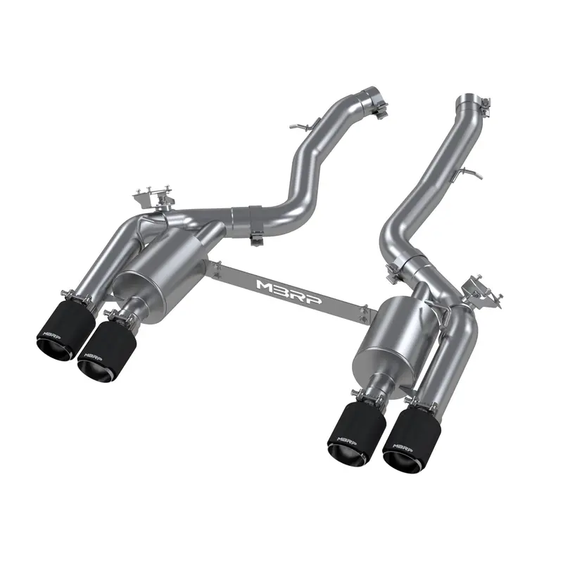 Mbrp S45023Cf Resonator-Back Exhaust – 3-Inch Dual Quad-Outlet System, T304 Stainless, Active Sound Control 1