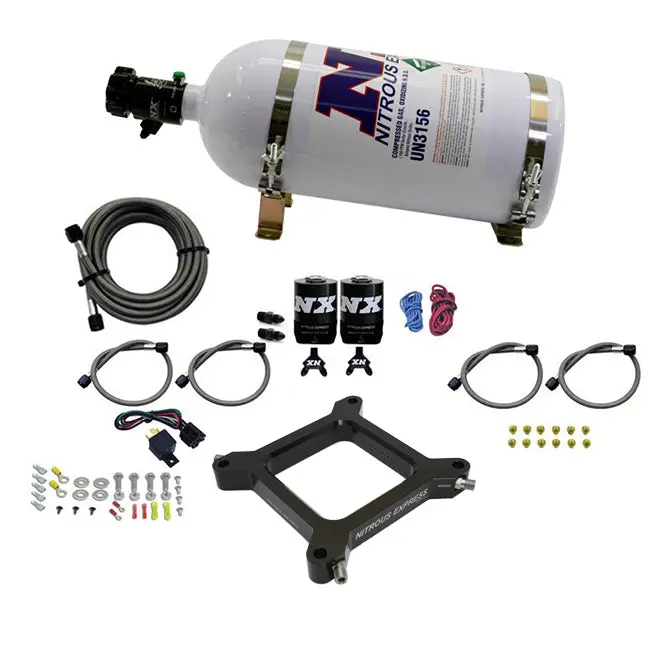 Nitrous Express 67040-10 Assassin Nitrous Plate System – 4150 Flange, 50–300 Hp, Includes 10-Lb Bottle 1