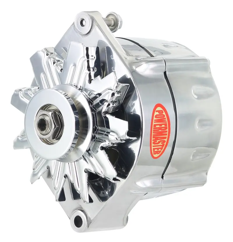 Powermaster Smooth Look Alternator – 100-Amp, 12Si Design, Polished Finish, Optimized Idle Output 1